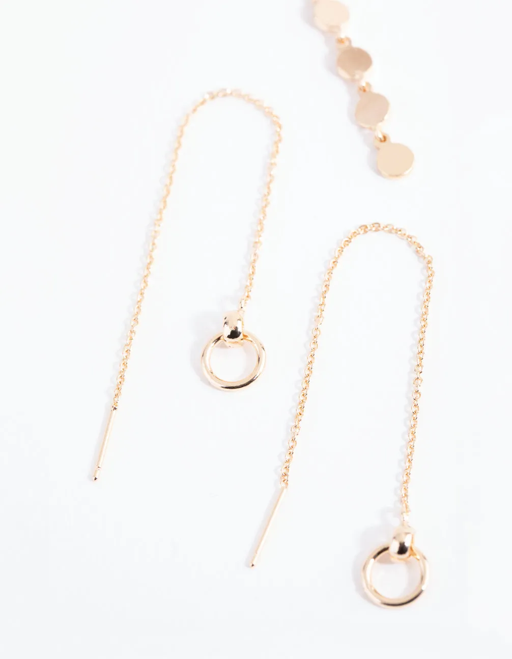Gold Circle & Disc Earring Set