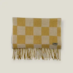 Gold Merino Check Scarf