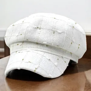 Gold Plaid Tweed Fashion Hat