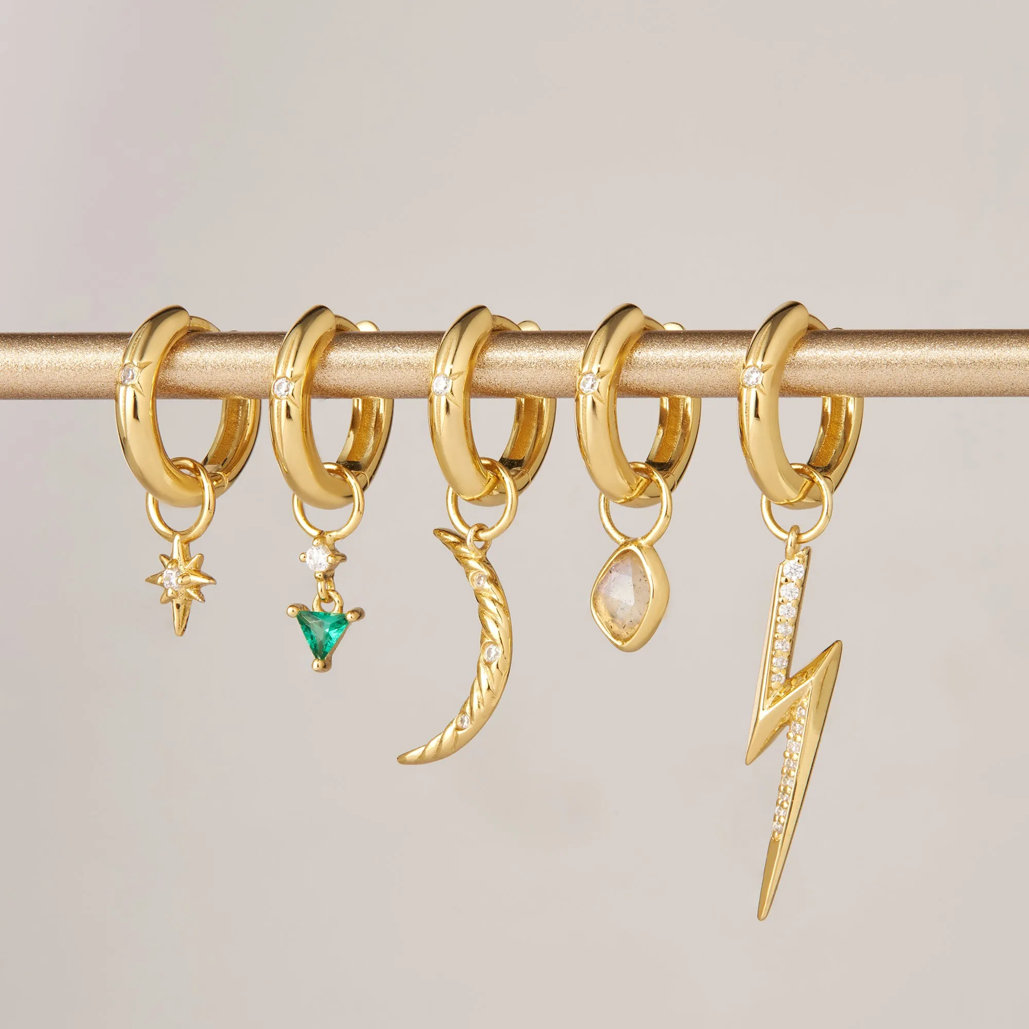 Gold Star Huggie Hoop Earrings