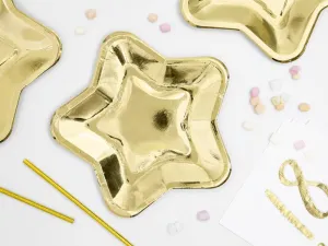 Gold Star Paper Plates , Set of 6 Gold Star Party Plates, Great for a Twinkle Twinkle Birthday Party!