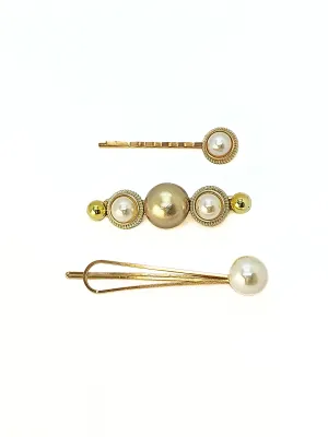 Golden Pearl Elegance Hair Pin Set – 3-Pack