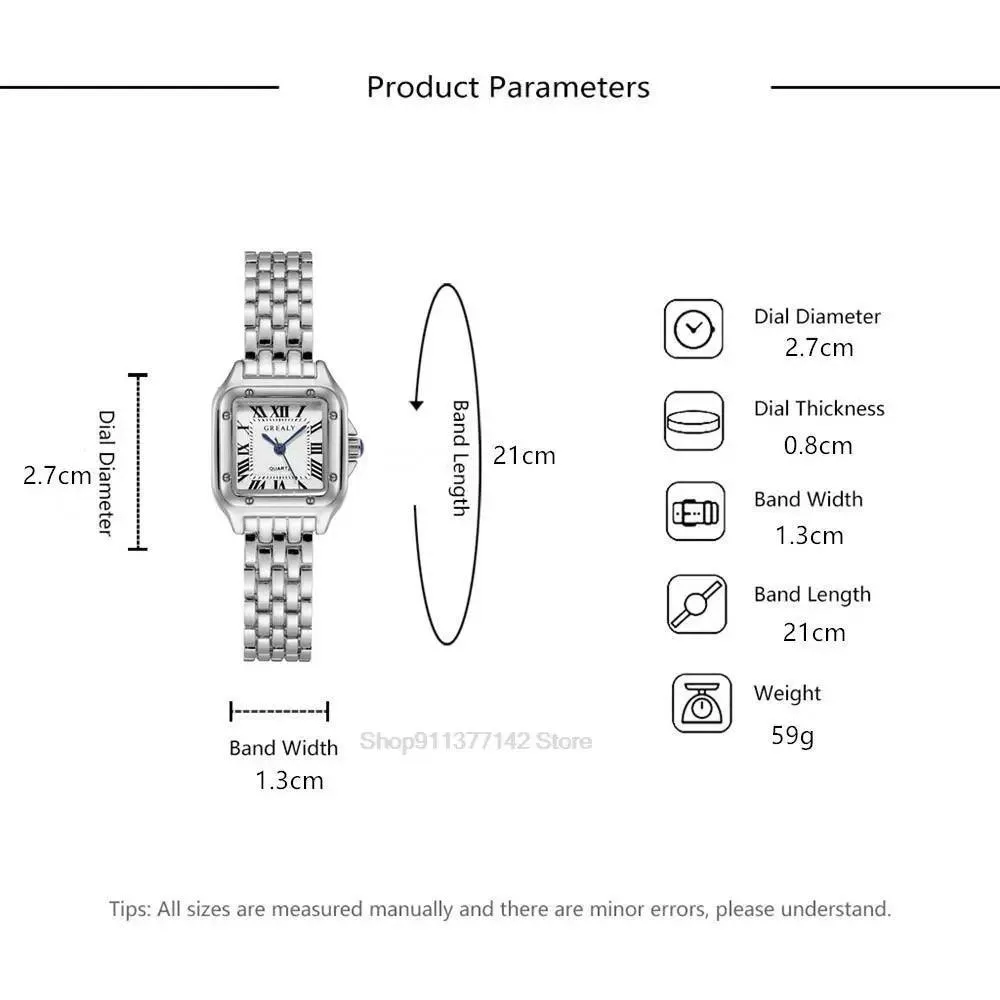 Golden Square Roman Scale Watch: Elegant Luxury Timepiece for Women