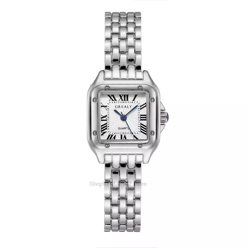 Golden Square Roman Scale Watch: Elegant Luxury Timepiece for Women