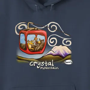 Gondola Fun - Crystal Mountain Unisex Navy Hoodie | Wearable Art by Seattle Mural Artist Ryan "Henry" Ward