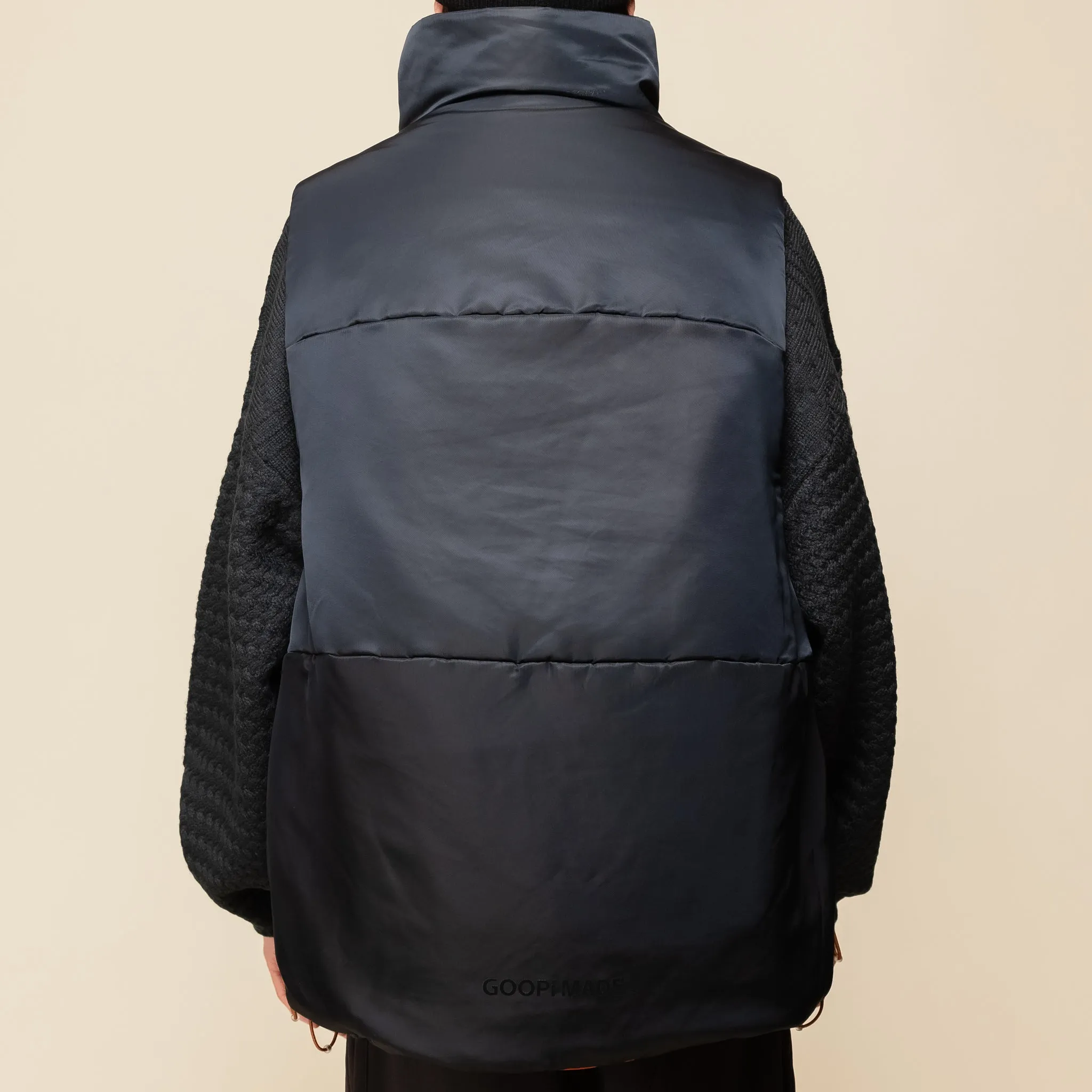 GOOPiMADE® x TIGHTBOOTH “GMT-01V” - 2-Way Padded Down Vest - Shadow Black x Pumpkin