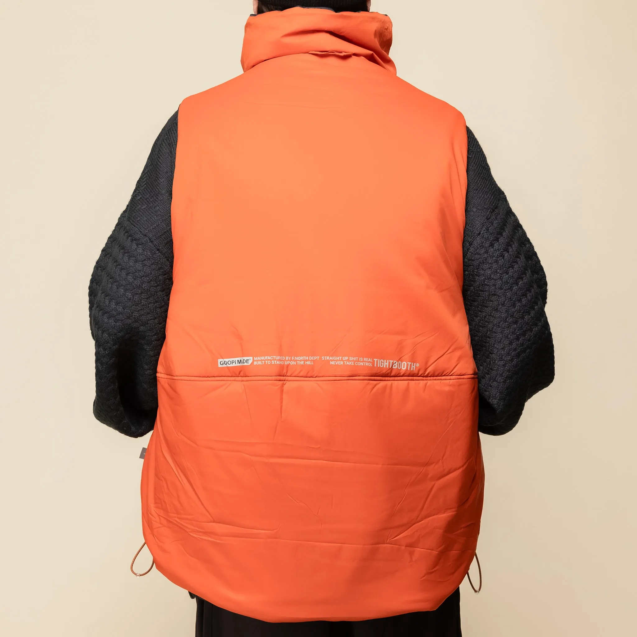 GOOPiMADE® x TIGHTBOOTH “GMT-01V” - 2-Way Padded Down Vest - Shadow Black x Pumpkin