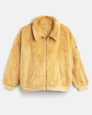 Grace Fleece Bomber Jacket | Tan