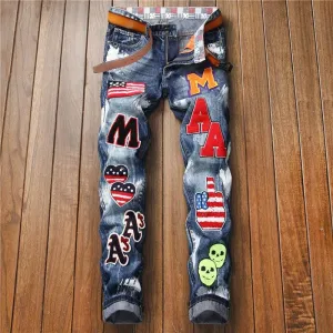 Graffiti Embroidered locking Jeans