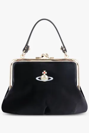Granny Frame Velvet Purse | Black
