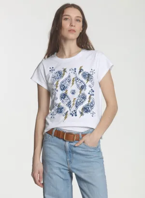 Graphic Ava Tee - White Bandana