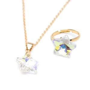 Great Pretenders Boutique Holographic Star Necklace With Ring Or Earring Set