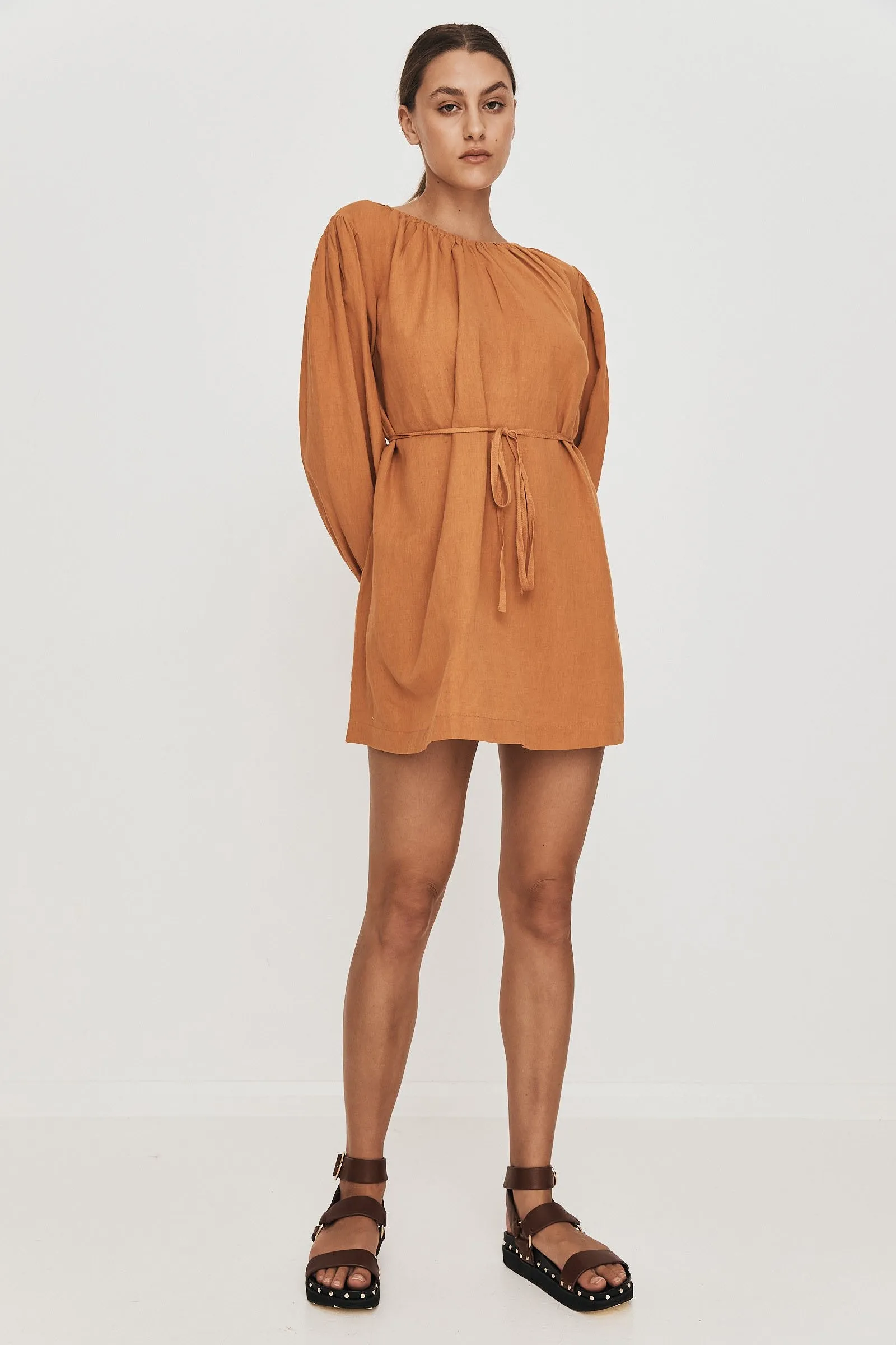 Greca Mini Dress in Dessert Orange