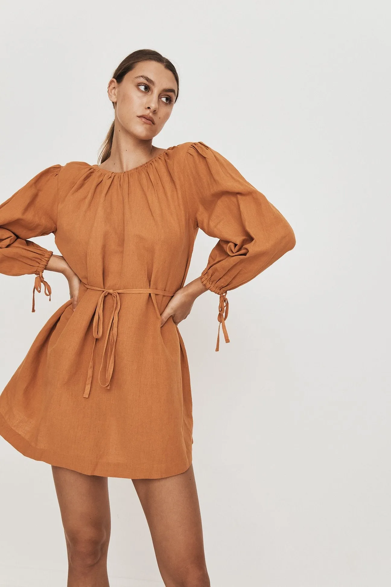 Greca Mini Dress in Dessert Orange
