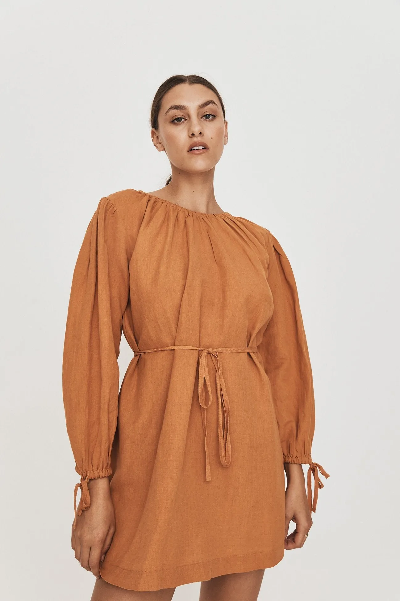 Greca Mini Dress in Dessert Orange