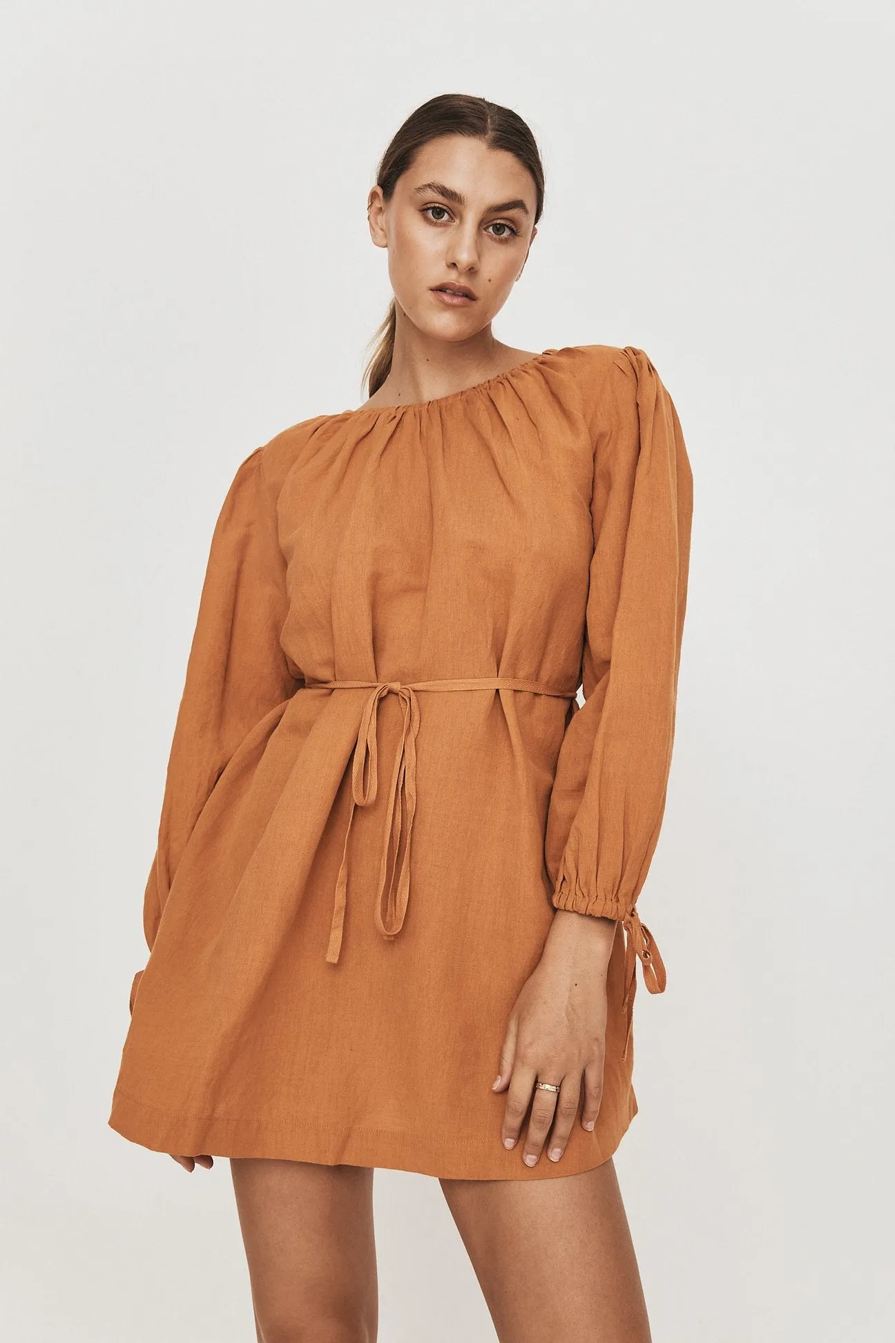 Greca Mini Dress in Dessert Orange