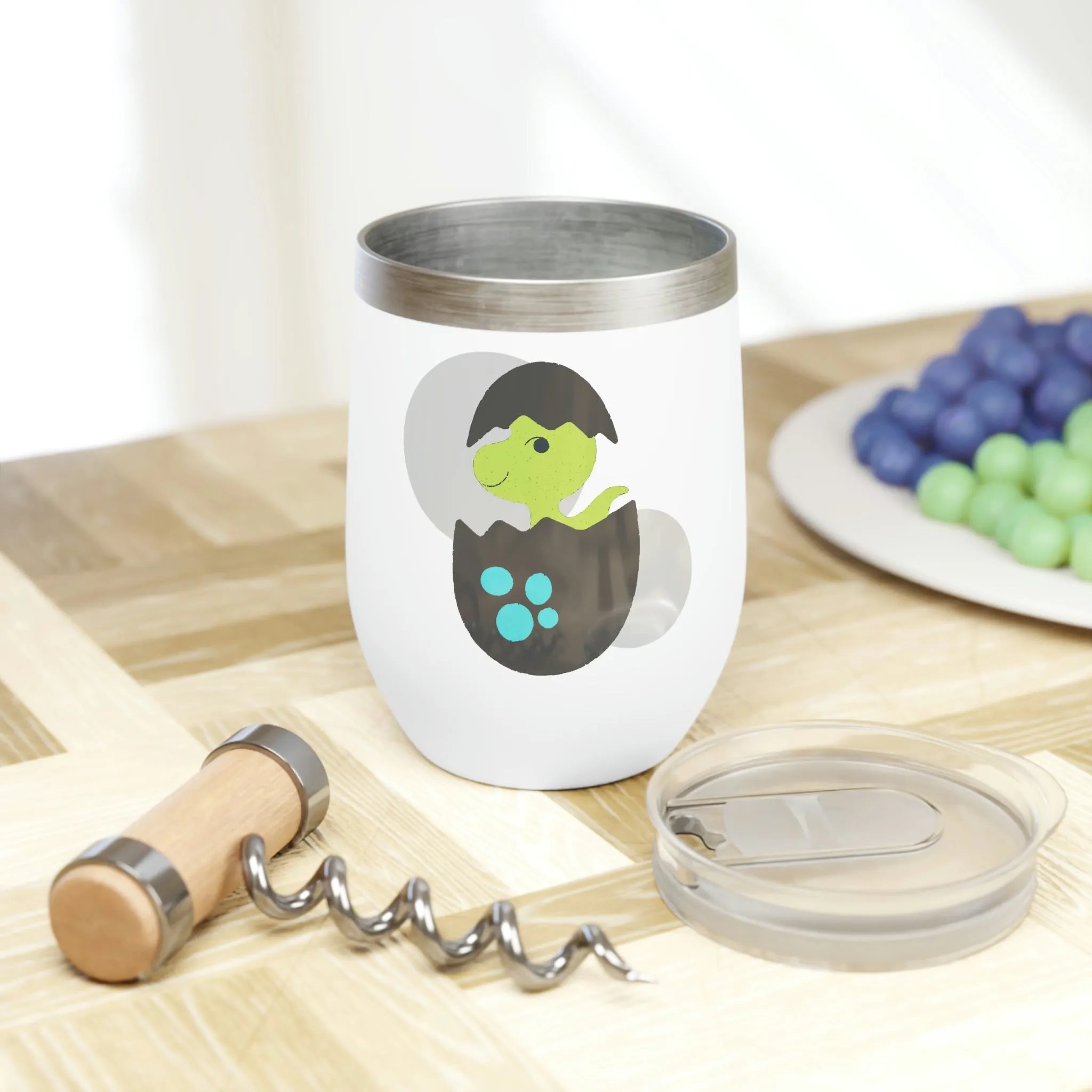 Green and Grey Dinosaur Egg Chill Wine Tumbler