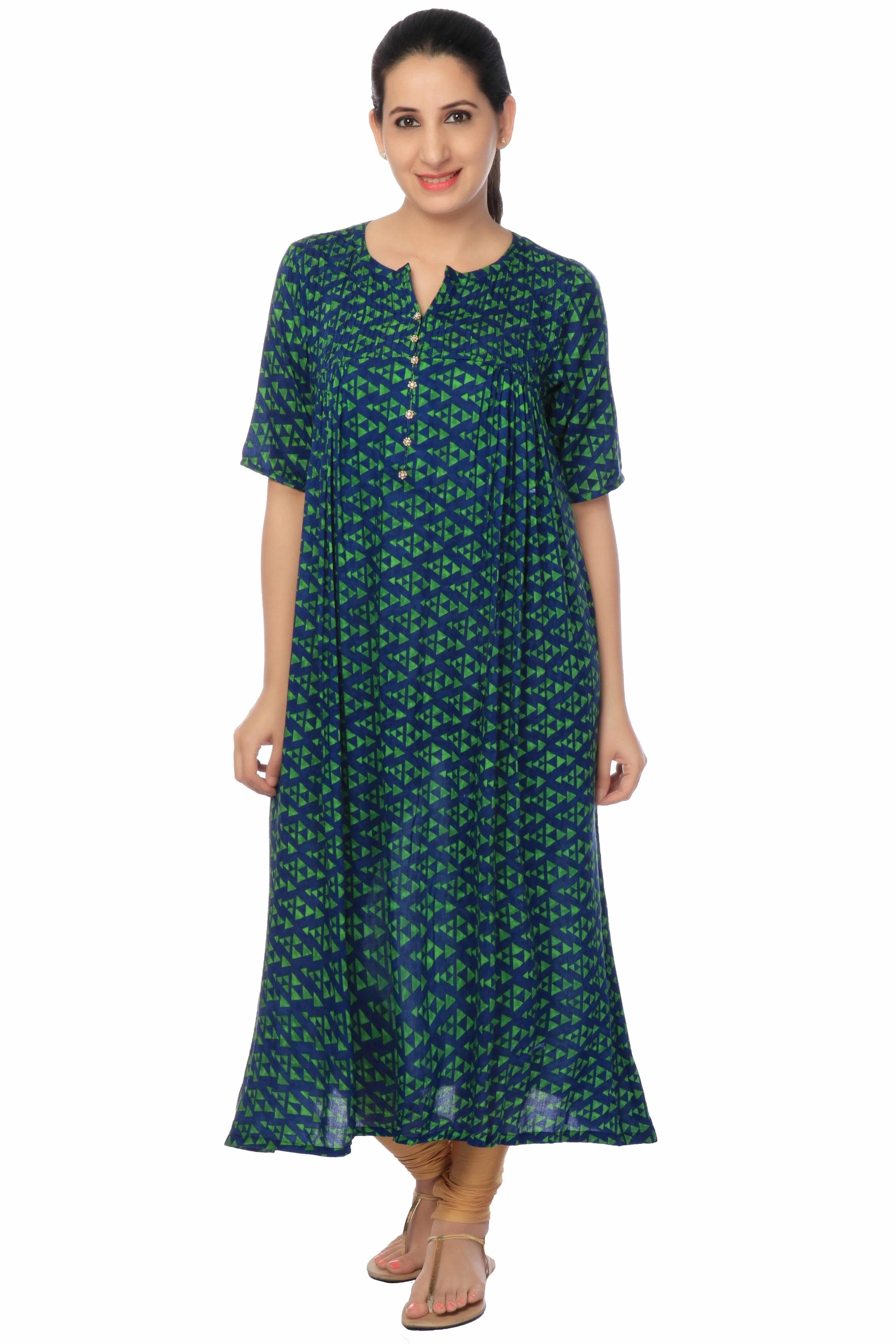 Green Cotton Long Dress