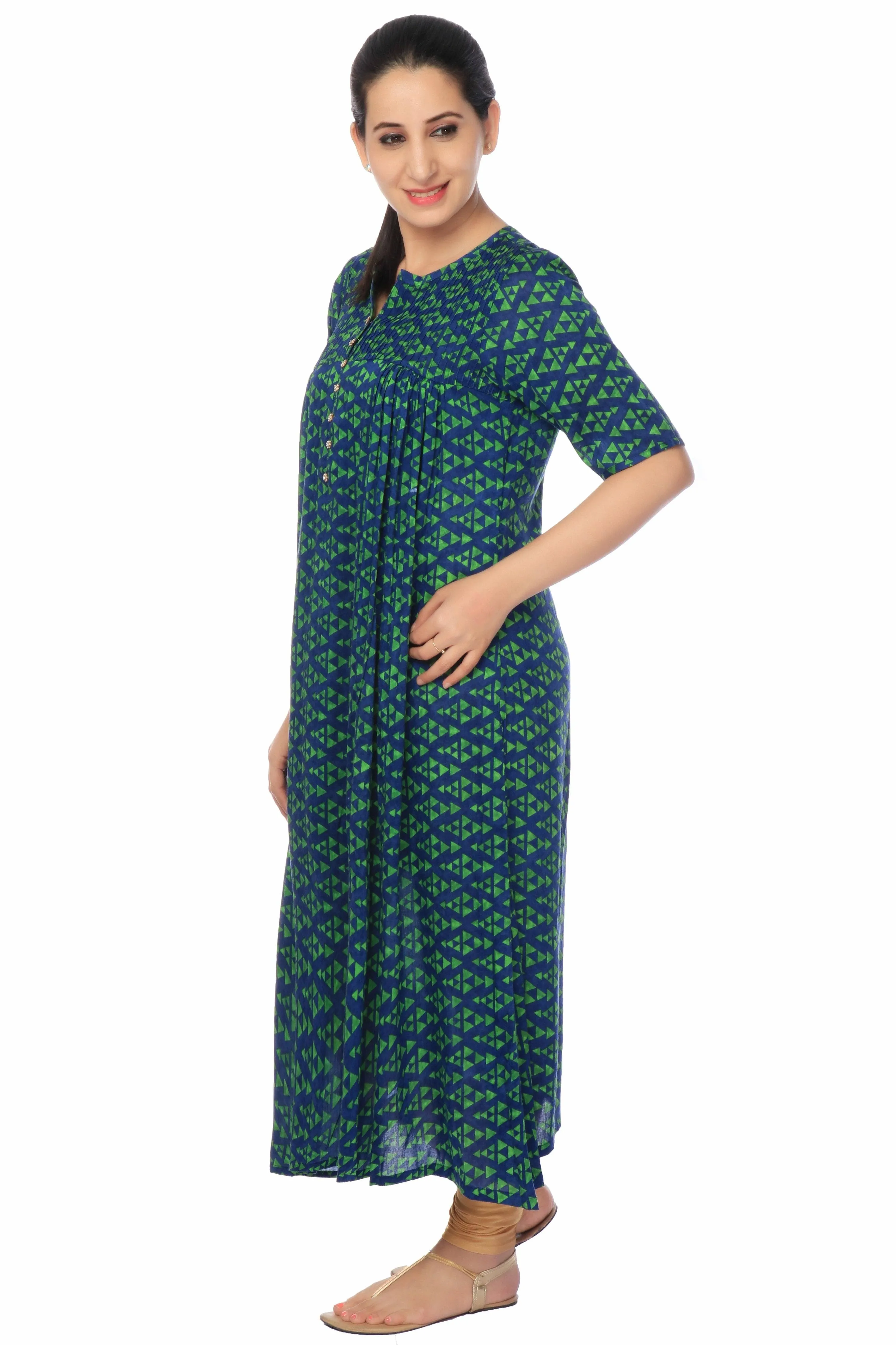 Green Cotton Long Dress