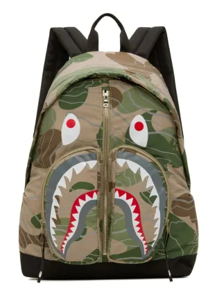 Green Layered Line Camo Shark Backpack