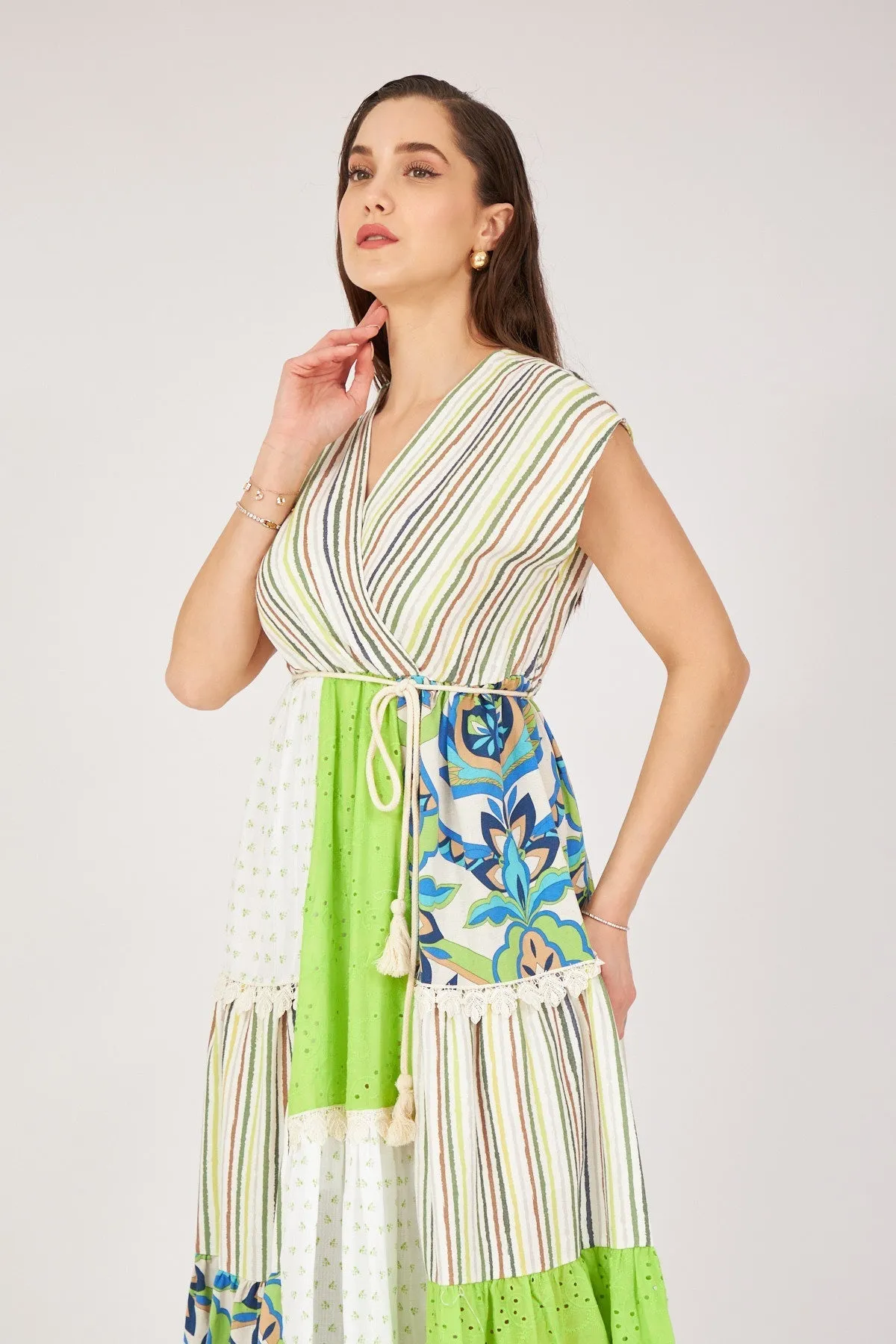 Green Patterned Cotton Dress