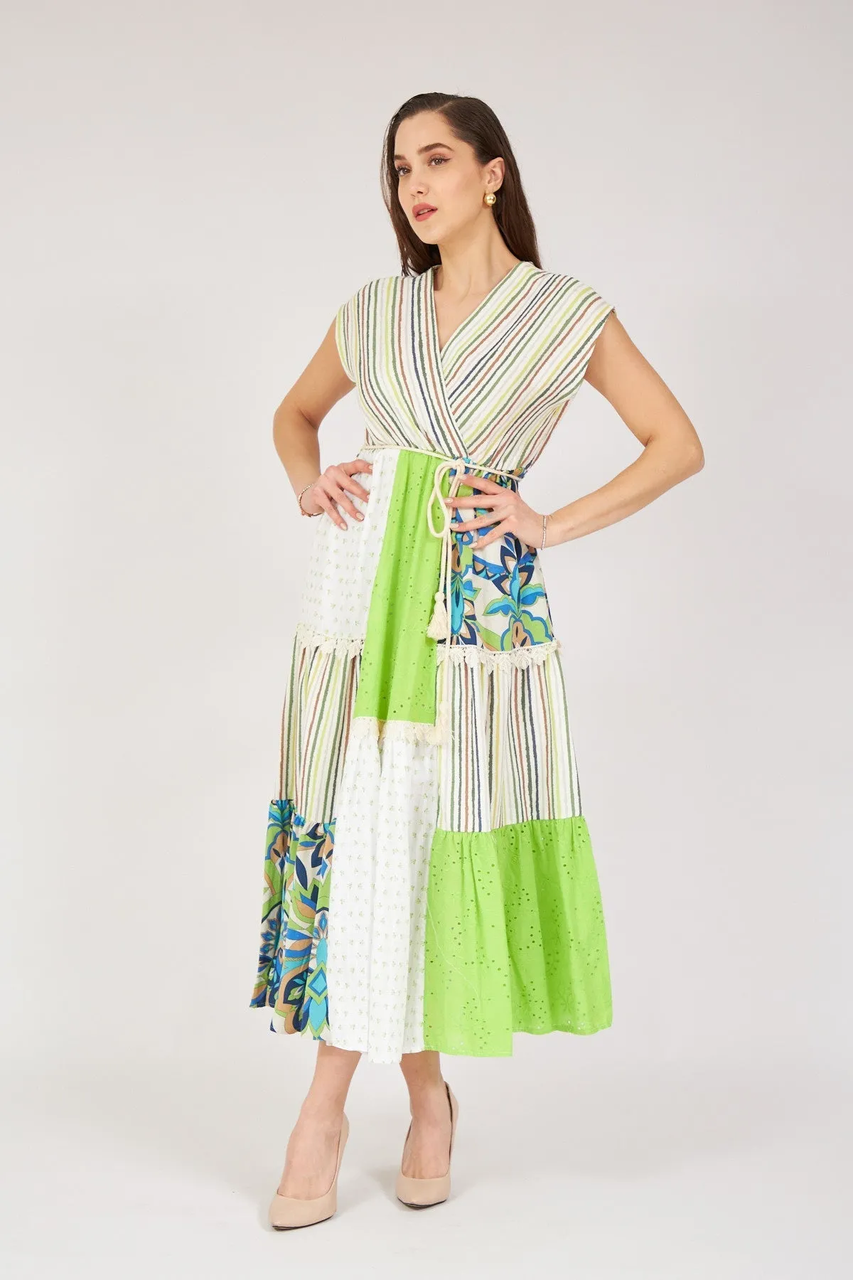 Green Patterned Cotton Dress