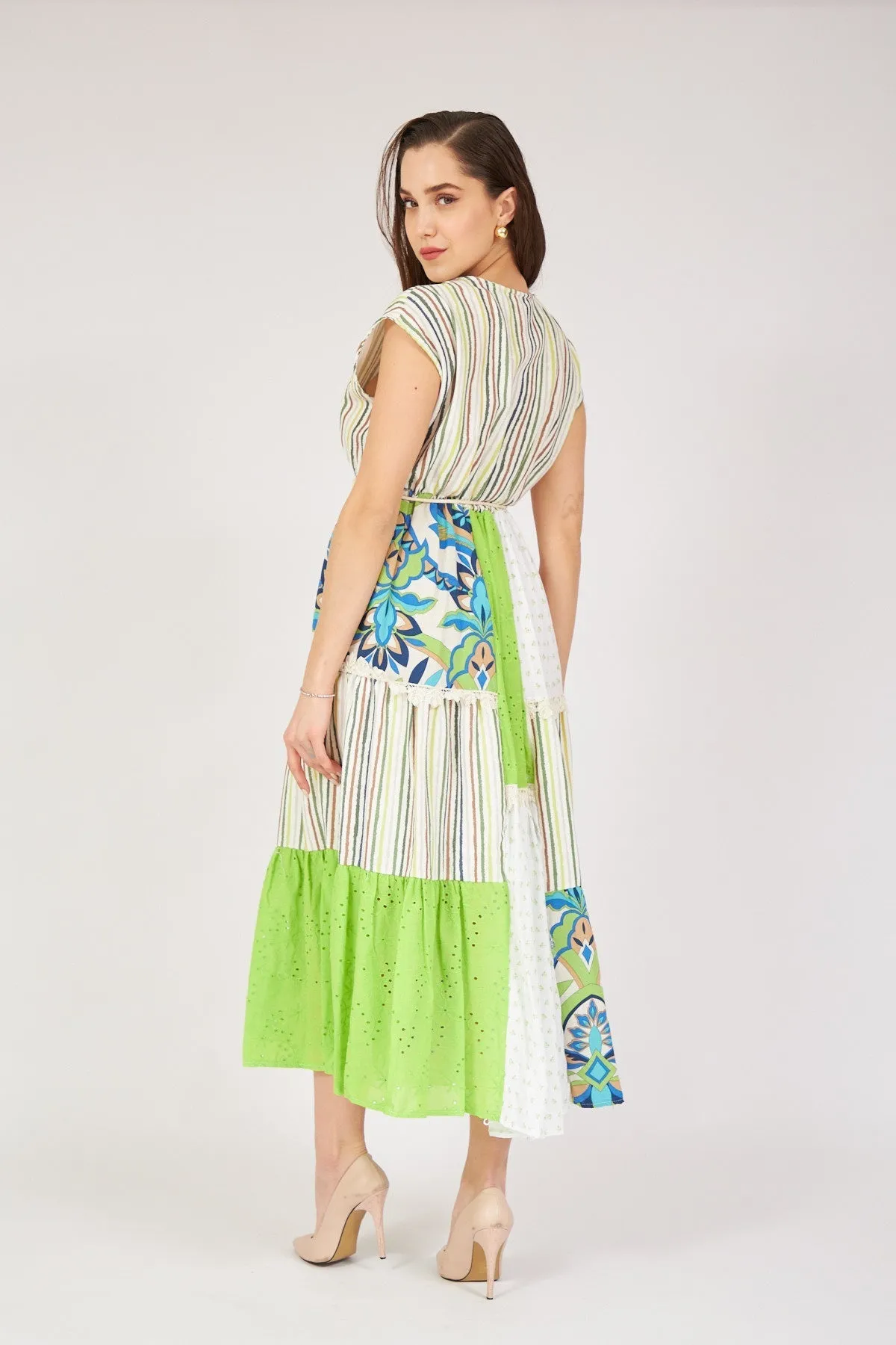 Green Patterned Cotton Dress