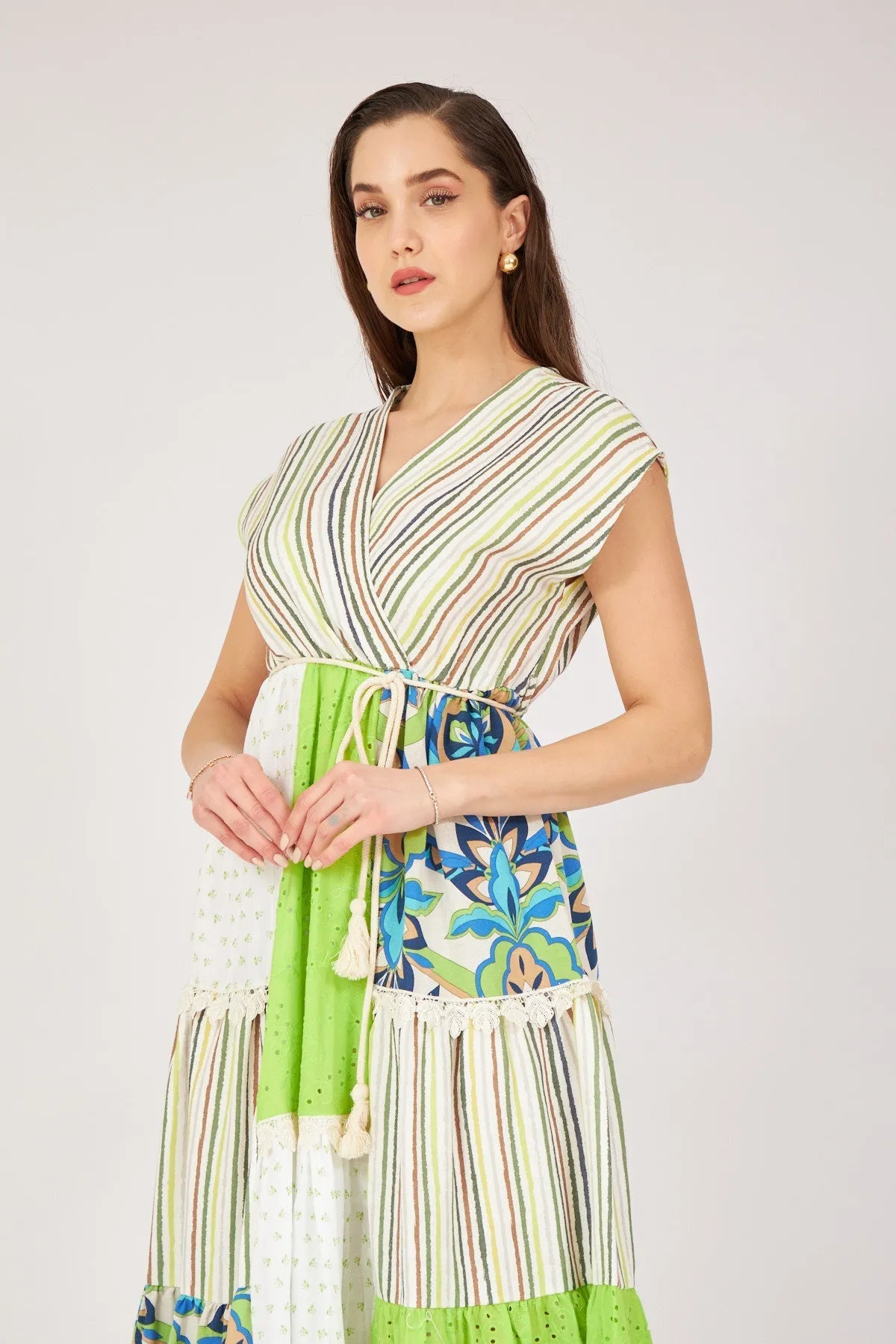 Green Patterned Cotton Dress