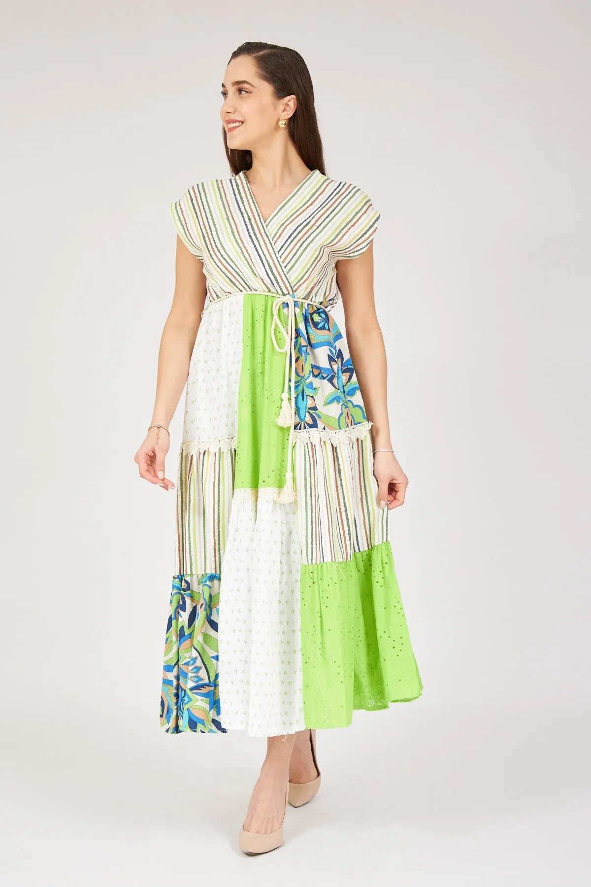 Green Patterned Cotton Dress