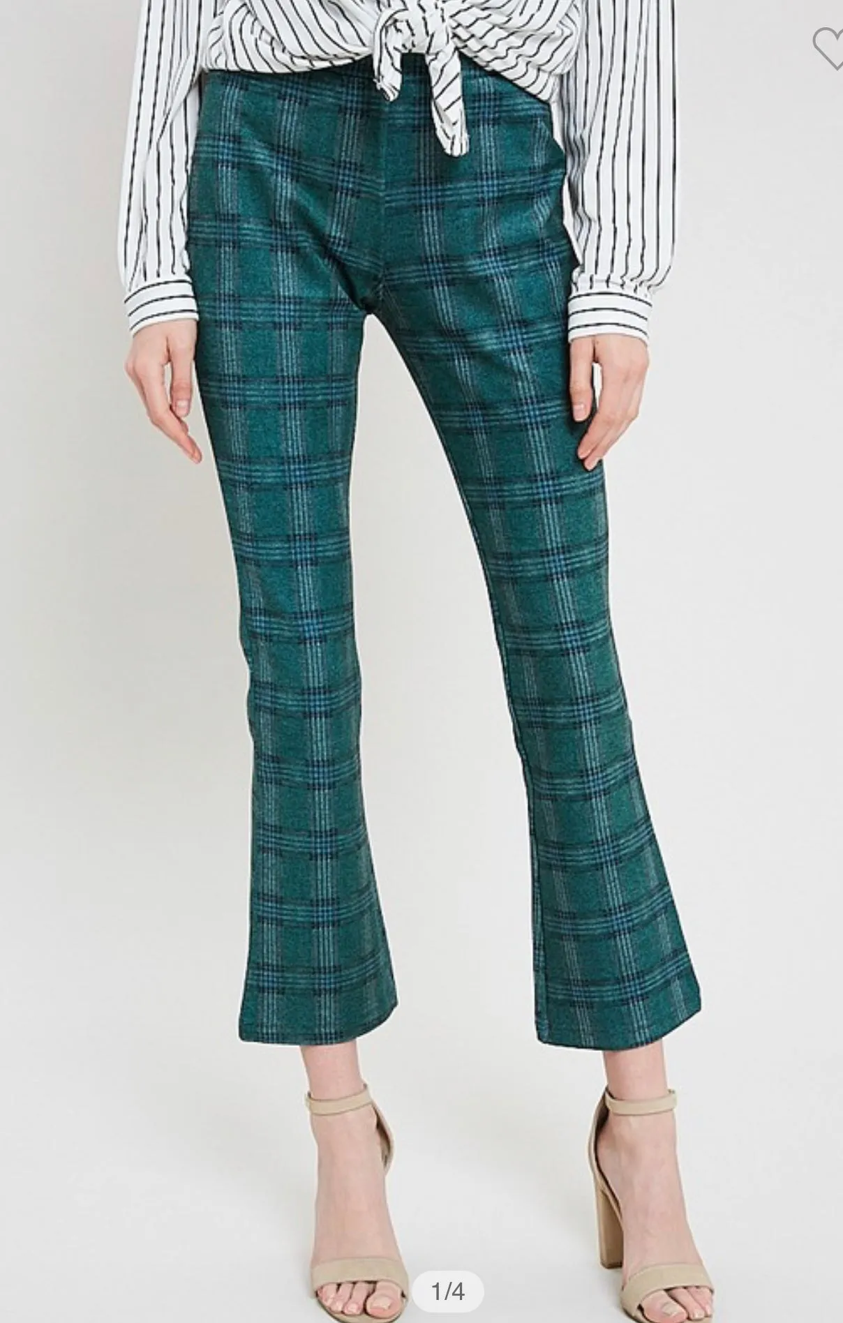 Green Plaid Pull-On Pants