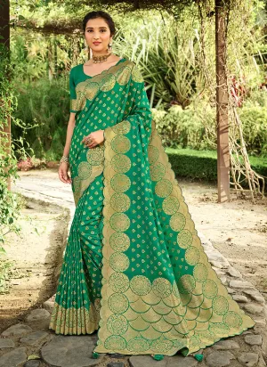 Green Silk Saree With Blouse
