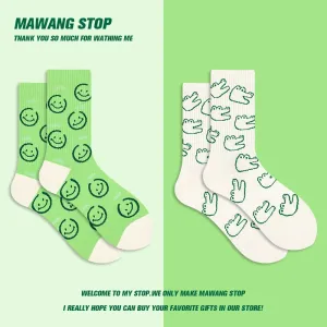 Green Smiley Crocodile Socks