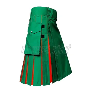 Green With Orange Hybrid Utility Kilt