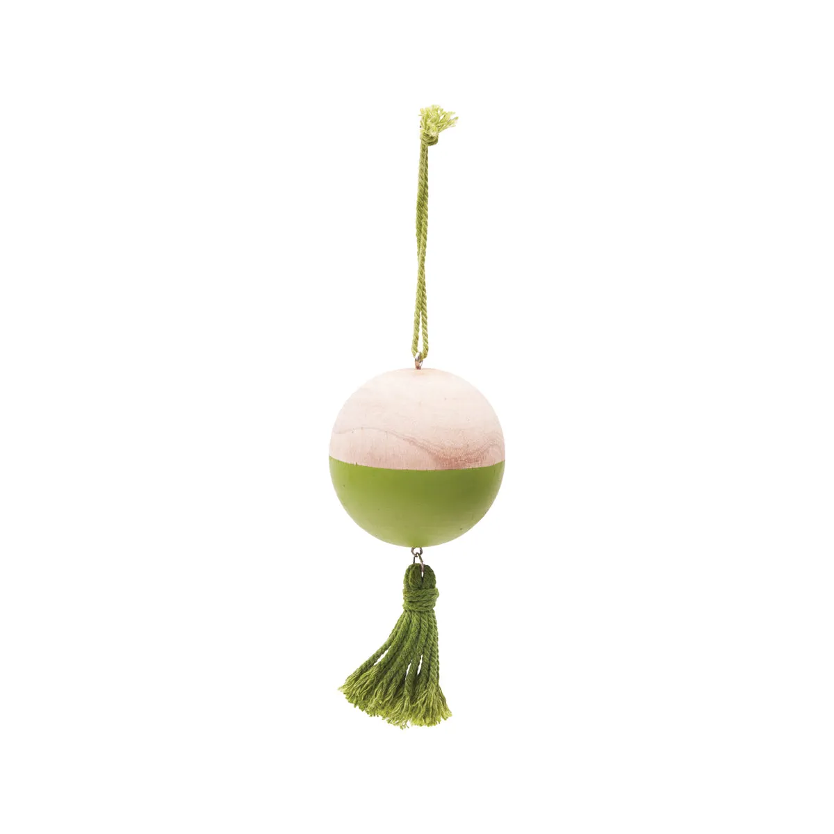 Green Wooden & Tassel Ornament
