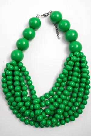 Green Wooden Beaded Necklace
