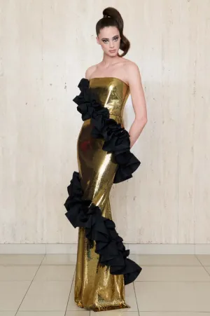 Greta Constantine - SUNEV - Strapless Ruffle-Trim Gown