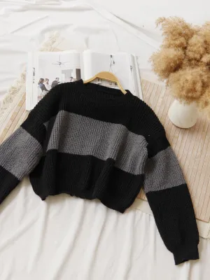 GREY BLACK CONTRAST SWEATER