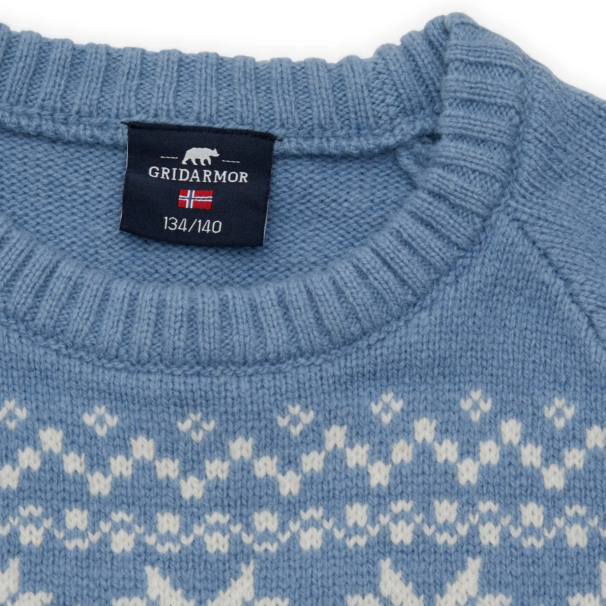 Gridarmor Kids&#x27; Snøkrystall Round Neck Ullgenser Light Blue/White | Buy Gridarmor Kids&#x27; Snøkrystall Round Neck Ullgenser Light Blue/White here | Outnorth