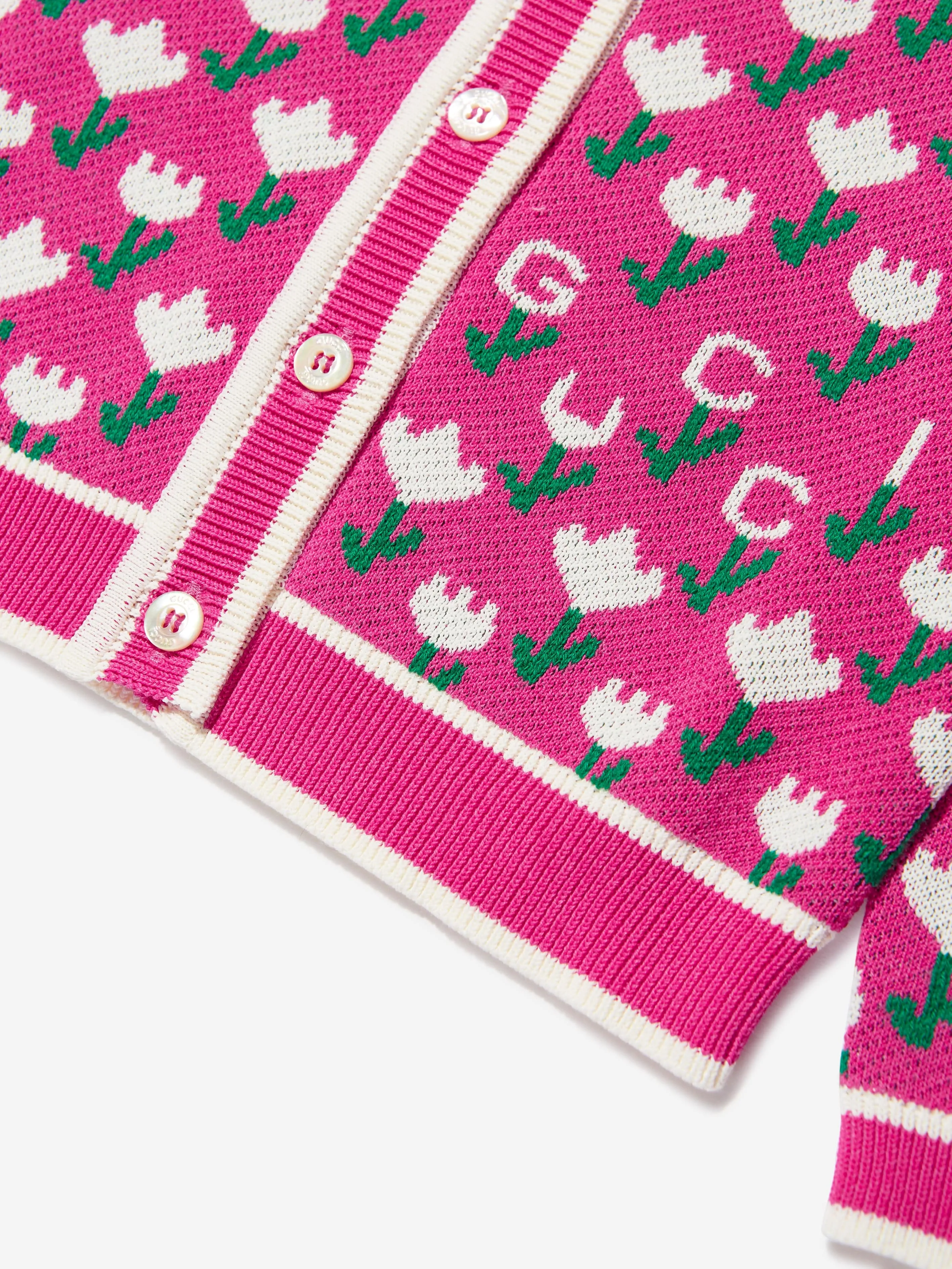 Gucci Baby Girls Knitted Logo Cardigan in Pink
