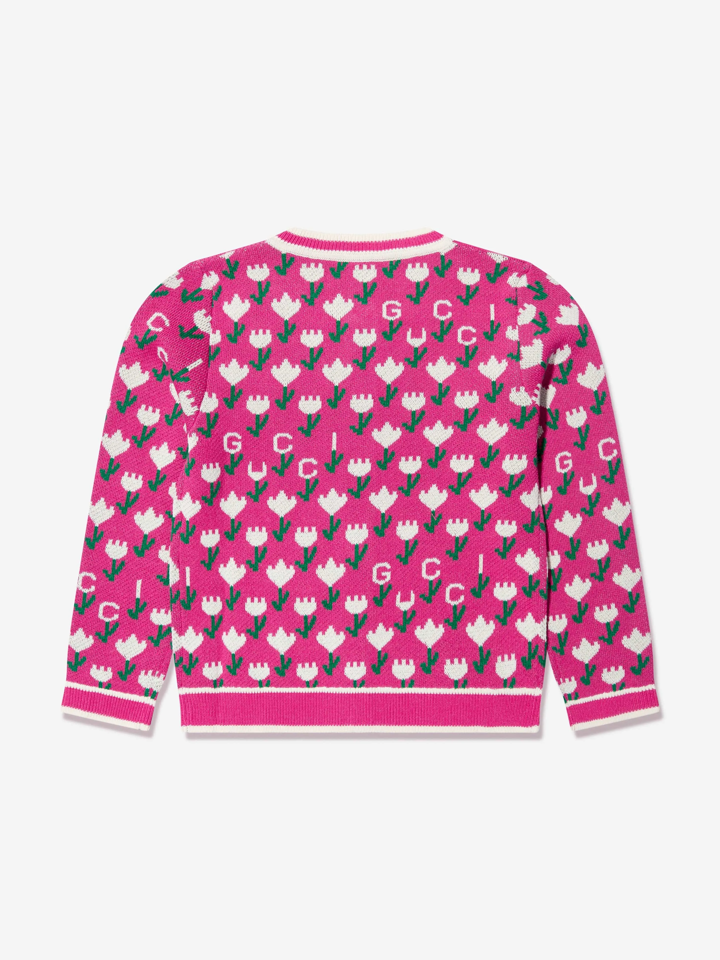 Gucci Baby Girls Knitted Logo Cardigan in Pink