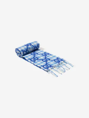 Gucci Kids GG Check Wool Scarf in Blue