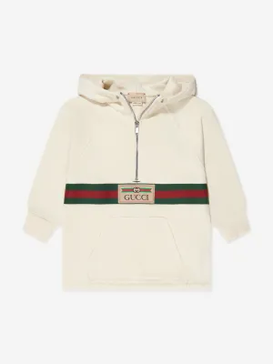Gucci Kids Half Zip Logo Hoodie in Ivory