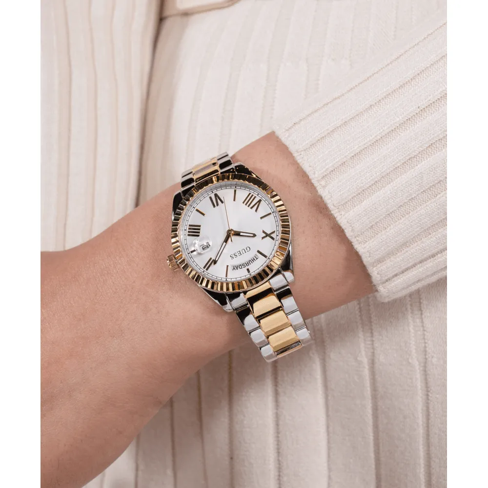 Guess Dress Luna Dress Two-Tone Day/Date Women's Watch GW0308L6