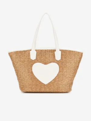 Guess Girls Rafia Tote Bag in White (27cm)