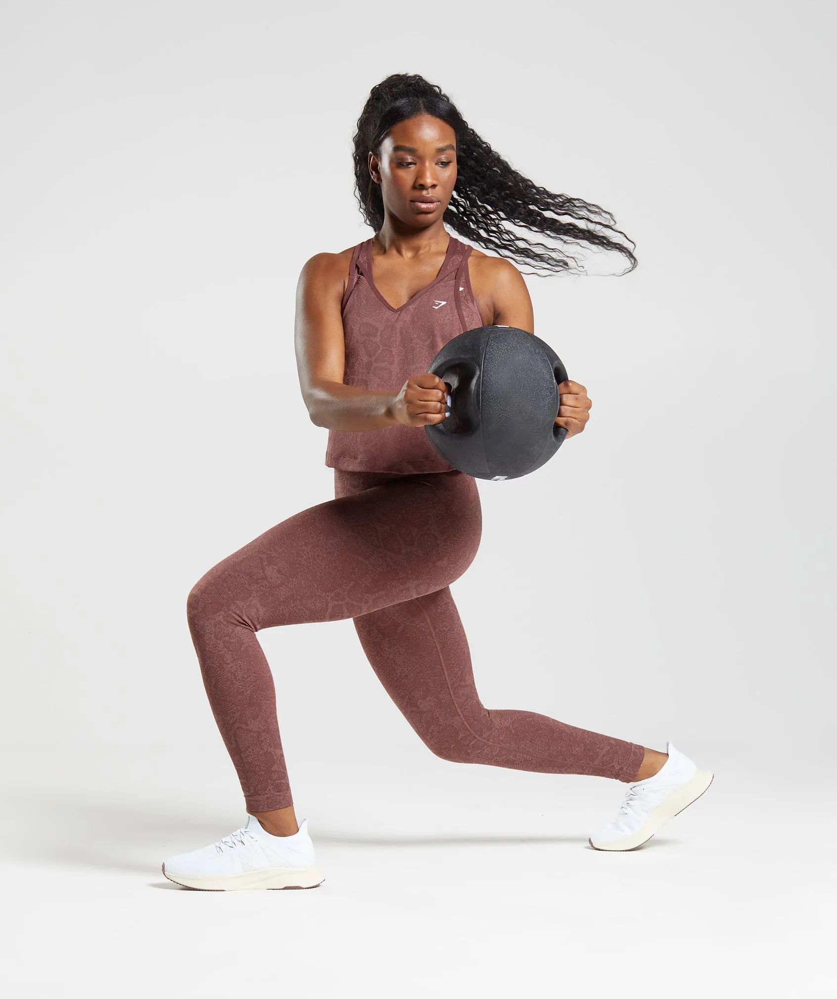 Gymshark Adapt Animal Seamless Midi Tank - Blush Pink/Magenta Brown