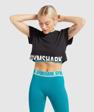 Gymshark Fraction Crop Top - Black/White