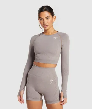 Gymshark Vital Seamless 2.0 Crop Top - Warm Taupe Marl
