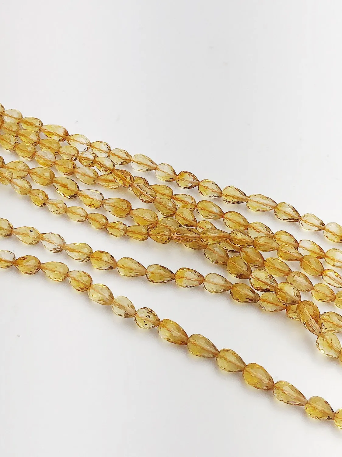 HALF OFF SALE - Citrine Faceted Pear Gemstone Beads, Full Strand, Semi Precious Gemstone, 8"