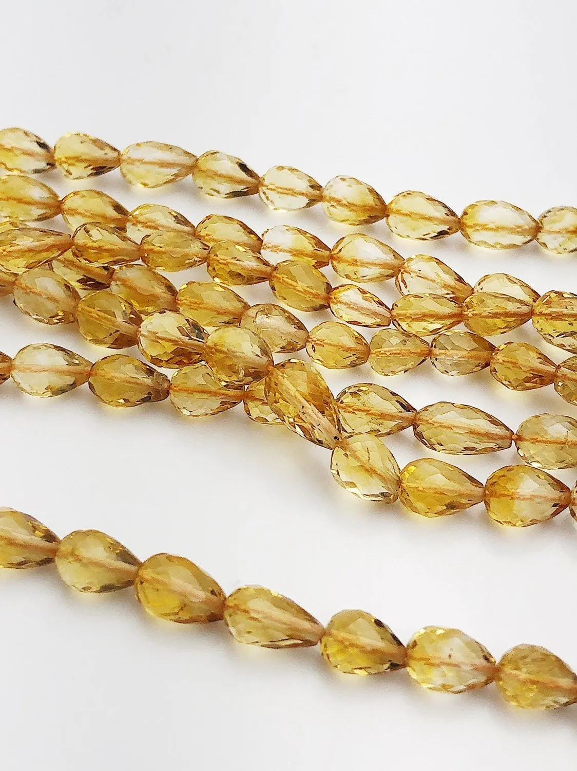 HALF OFF SALE - Citrine Faceted Pear Gemstone Beads, Full Strand, Semi Precious Gemstone, 8"