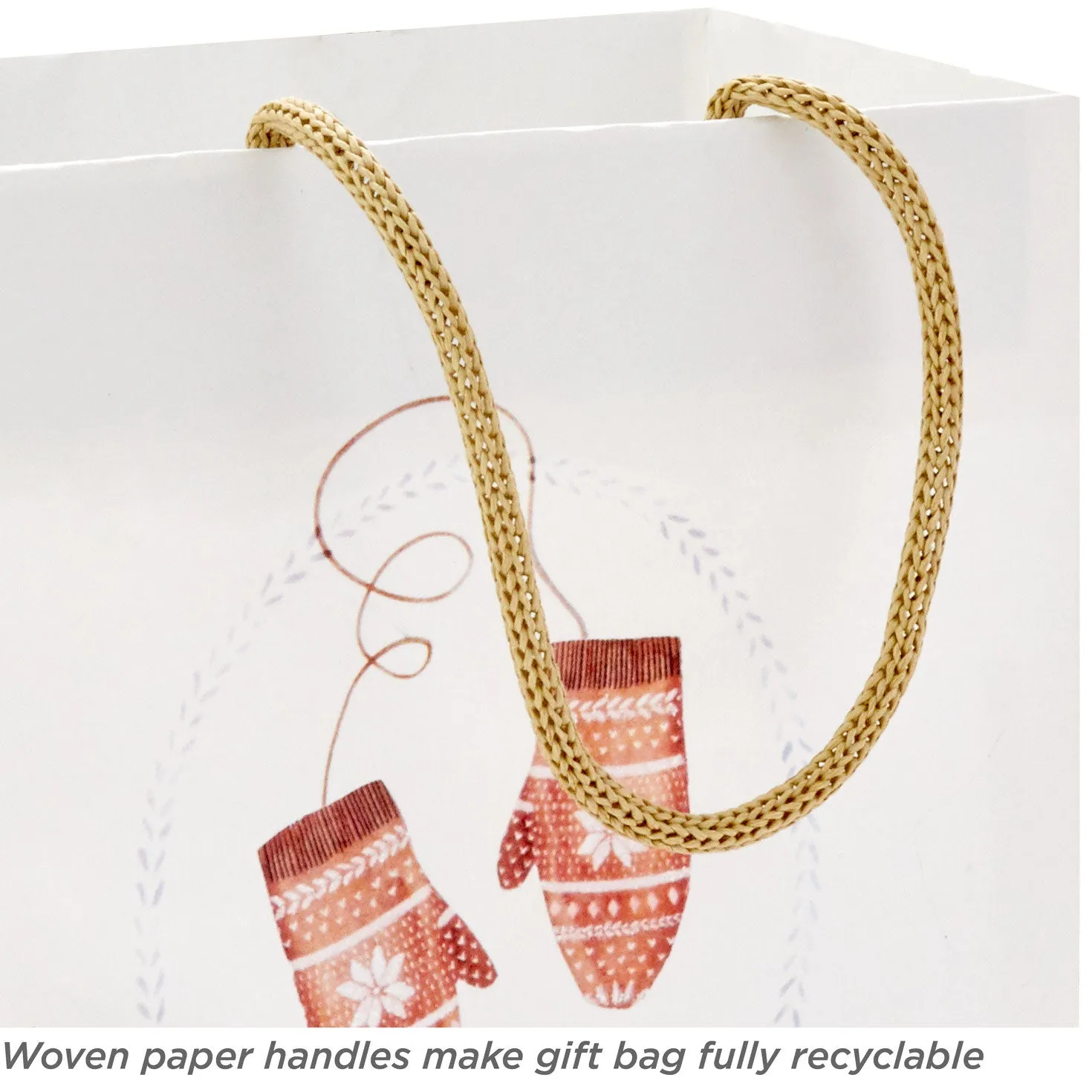 Hallmark 6.5'' Comfy & Cozy Mittens on White Small Gift Bag